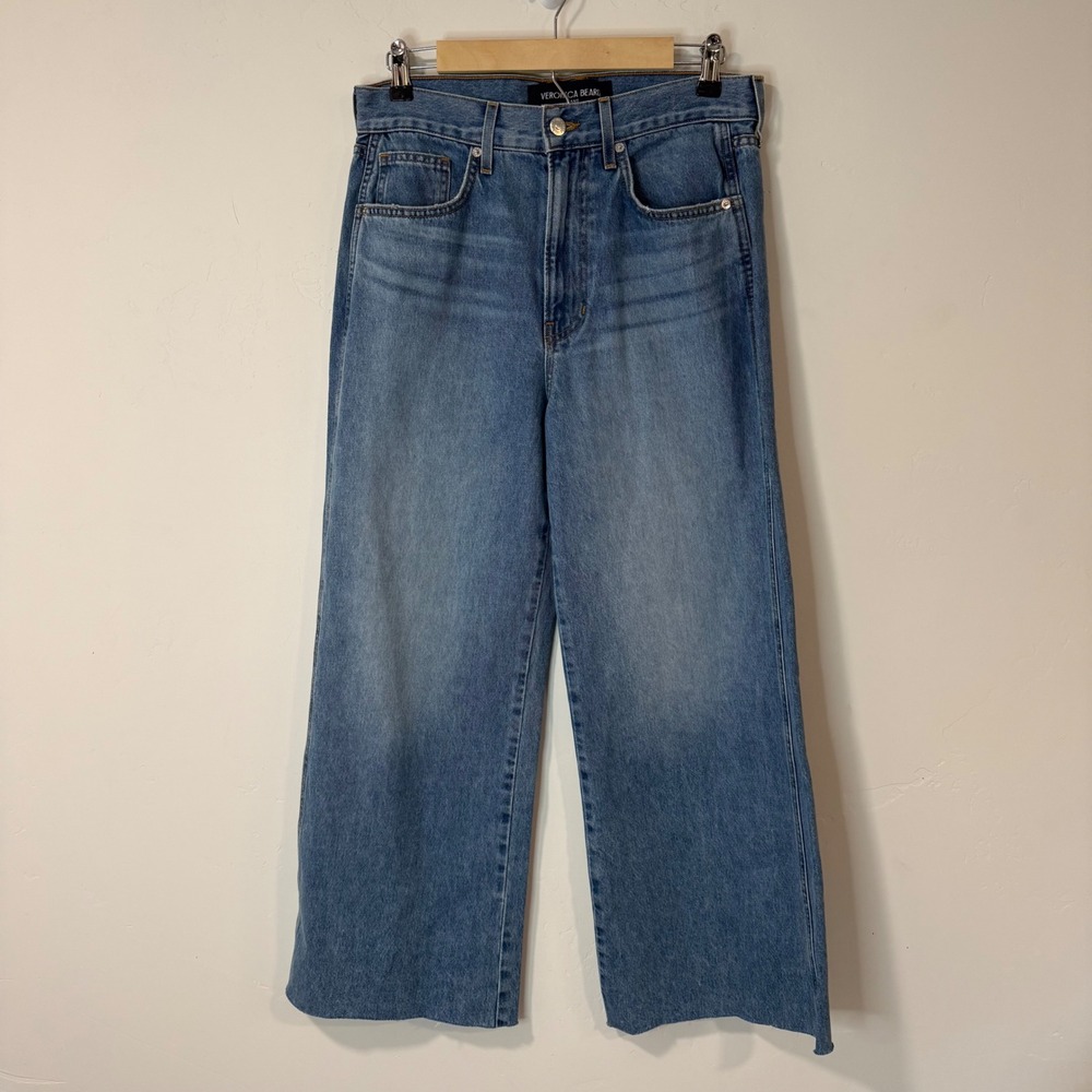 Veronica Beard Taylor Wide Leg Crop Jean 29 Blue Excellent High Rise 100% Cotton